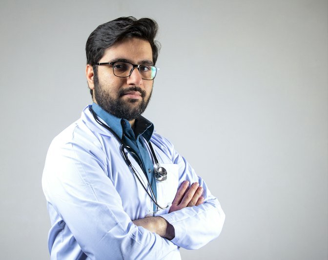 Helixa doctor in a white coat with stethoscope